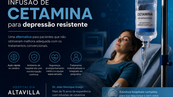 nfusão de cetamina para depressão resistente no Hospital Dia Altavilla em Criciúma