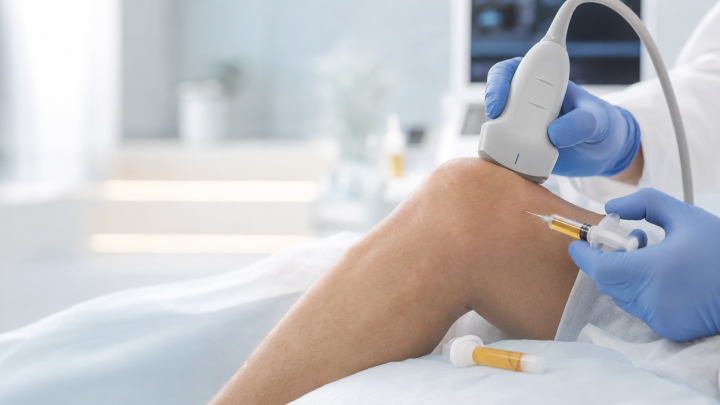 Aplicação de PRP guiada por ultrassom para artrose do joelho